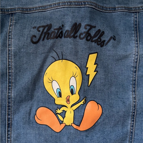 Looney Tunes Tweety “That’s All Folks!” Denim Jacket Size L (10/12) - Picture 9 of 9